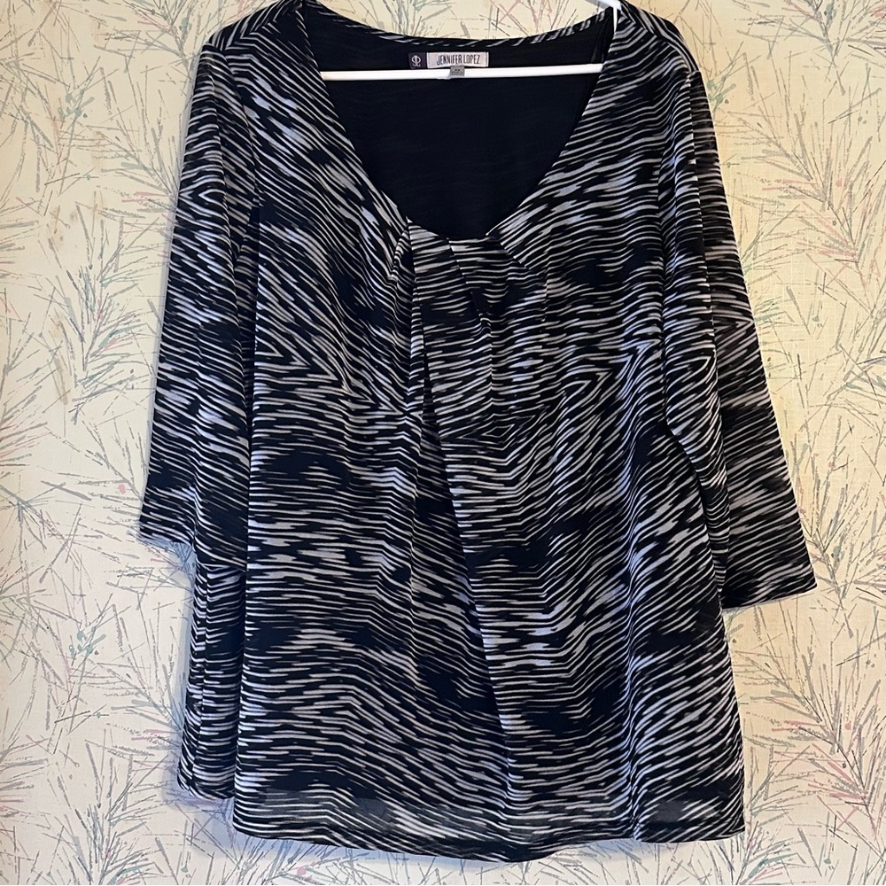 Jennifer Lopez Black and White Blouse